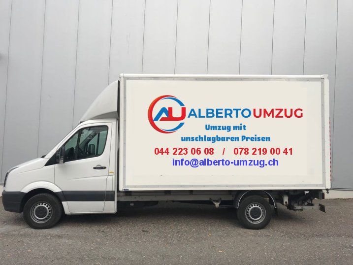 Lieferwagen mit dem Alberto-Umzug-Logo und den Kontaktdaten